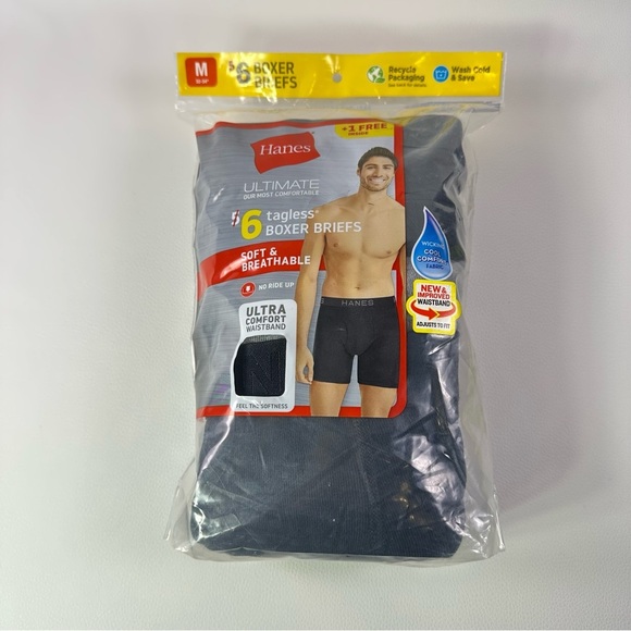 **6 Pack Hanes Men's Sz Med Black Tagless Boxer Briefs
Black/Gray - Picture 1 of 4